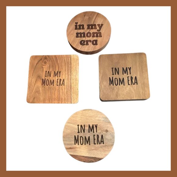 Set of 4 Wooden "Mom's House Will Always Be Home" Coasters | Mother's Day Gift - Picture 1 of 3